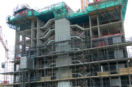 Construction of residential tower in Delft is about half